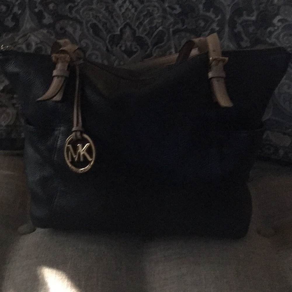 Michael Kors Large Soft Leather Navy Blue Tote